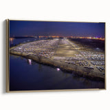 Framed canvas featuring a vintage-style Delaware landscape in muted gold and black tones, ideal for bedroom decor.