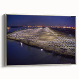 Framed canvas featuring a vintage-style Delaware landscape in colorful hues, ideal for living room decor.