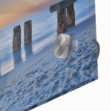 Large abstract wall art of the Florida Keys in mid-century modernist style on acrylic glass, suitable for dining room decor.