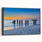 Black and white framed canvas of Florida Keys landscape, ideal for bedroom wall art.