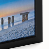 Extra large framed canvas depicting a textured Florida Keys scenery in black with colorful art accents.