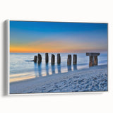 Vintage poster art of the Florida Keys in vibrant colors on a large framed canvas, ideal for living room decor.