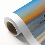 Art deco poster of Florida Keys scenery on rolled canvas, with pastel hues and serene design, ideal for nursery wall art.