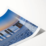 Extra large wall art featuring line art flowers in soft pastel shades on a rolled canvas.