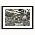 Extra large framed wall art of abstract Savannah scenery in colorful, textured strokes on a black mat.