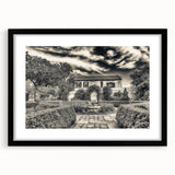 Extra large framed wall art of abstract Savannah scenery in colorful, textured strokes on a black mat.