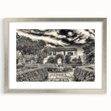 Textured art print of abstract Savannah scenery in muted earth tones on a framed canvas, suitable for bedroom decor.