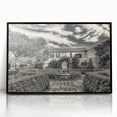 Large abstract wall art of Savannah, Georgia, depicted in muted earth tones on a black framed acrylic print.