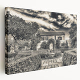 Large art print of Savannah, Georgia, in muted earth tones on stretched canvas, ideal for kitchen wall art.