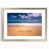 Textured abstract art print of Kauai landscape in muted earth tones, framed in silver, suitable for bedroom art.