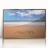 Large art print of Kauai, Hawaii landscape in mid-century modernist style on framed acrylic.