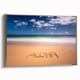 Framed canvas depicting a vintage-style landscape of Kauai, Hawaii in black and gold tones, ideal for bedroom wall art.