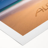 Art deco poster of Kauai, Hawaii scenery on rolled canvas, featuring vibrant green and blue tones.