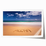 Rolled canvas print of a Kauai landscape with lush greenery and waterfalls, in natural green and blue tones.