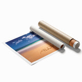 Extra large rolled print of Kauai, Hawaii, featuring lush greenery and a waterfall, rendered in vibrant green and blue tones.