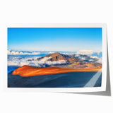 Rolled print of Maui scenery with lush greenery and ocean view in soft blue and green tones, ideal for art wall dining room.