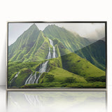 Mid-century modernist art depicting the Oahu, Hawaii coastline in pastel shades on silver-framed acrylic.