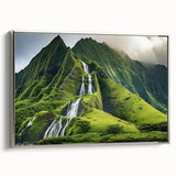 Landscape art painting of Oahu, Hawaii, featuring vibrant colors on a framed canvas, ideal for living room decor.