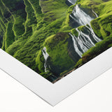 Art deco poster of Oahu scenery, featuring serene blue and green tones on rolled canvas, suitable for dining room decor.