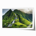 Extra large rolled print of Oahu, Hawaii scenery with lush greenery and ocean, ideal for art wall dining room.