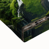 Black and white landscape art painting of Oahu, Hawaii on large stretched canvas, ideal for bedroom wall decor.