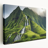 Scenic Oahu, Hawaii landscape on stretched canvas, featuring ocean and palm trees in vibrant colors.