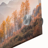 Large abstract wall art depicting Idaho scenery in mid-century modernist style on acrylic glass, ideal for dining room art.