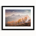 Extra large textured abstract art print of colorful Idaho scenery in a black frame, ideal for living room decor.