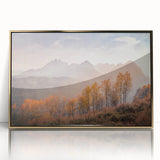 Mid-century modernist Idaho scenery in acrylic print with gold frame, ideal for modern art wall decor.