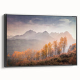 Black and white landscape art painting of Idaho scenery on framed canvas, ideal for bedroom decor.