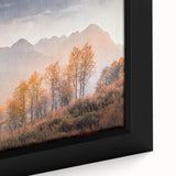 Extra large framed canvas of a textured, colorful Idaho scenery in black, ideal for living room decor.