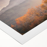 Art deco poster of Idaho scenery in muted earth tones on rolled canvas, suitable for dining room decor.