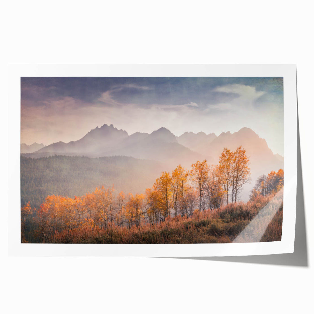 Scenic Idaho landscape on rolled canvas, featuring expansive green fields and a vibrant blue sky.