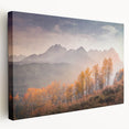 Scenic Idaho landscape on large stretched canvas with soft blue and green tones, ideal for kitchen wall art.