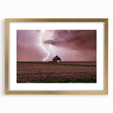 Extra large abstract art print of Iowa scenery in textured style, with gold frame and mat, ideal for living room decor.