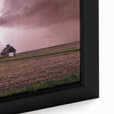 Textured black wall art depicting Iowa scenery in colorful hues on a framed canvas, ideal for living room decor.