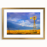Extra large abstract art print of Kansas scenery in gold frame, featuring textured brush strokes and earthy tones.