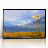 Large abstract wall art depicting Kansas scenery in muted earth tones on a framed acrylic, suitable for modern decor.