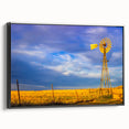 Black and white framed canvas featuring a vintage-style Kansas landscape, ideal for bedroom wall decor.