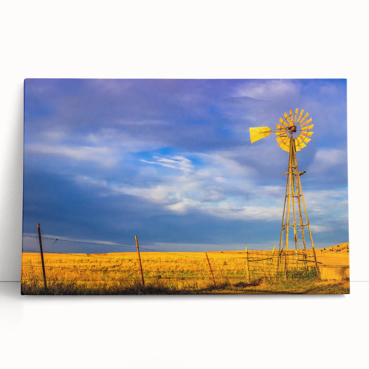 Black and white photograph of Kansas scenery on a large stretched canvas, ideal for kitchen wall art or bedroom decor.