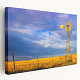 Large canvas print of a Kansas landscape in muted earth tones, ideal for kitchen wall art.