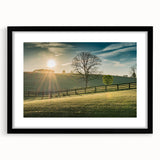 Extra large abstract art print featuring colorful, textured scenery of Kentucky on a black framed canvas.