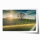 Rolled print of Kentucky scenery with vibrant green and floral elements, ideal for art wall dining room.