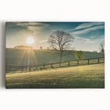 Black and white photo of a Kentucky landscape on stretched canvas, suitable as large kitchen wall art.