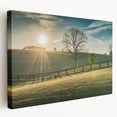 Landscape painting of Kentucky scenery on stretched canvas, featuring green fields under a blue sky.