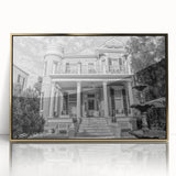 Acrylic print of New Orleans scenery in gold tones, framed, ideal for modern art wall decor.