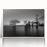 Acrylic print of a Louisiana landscape in art deco style with muted colors, ideal for modern nursery decor.