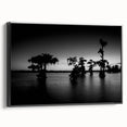Black and white framed canvas of a Louisiana landscape, ideal for bedroom wall art with a vintage poster style.