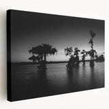 Large art depicting a Louisiana scenery in muted earth tones on stretched canvas, suitable for kitchen wall art.