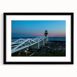 Extra large abstract art print of a colorful Maine landscape, textured appearance, in a black frame with mat.